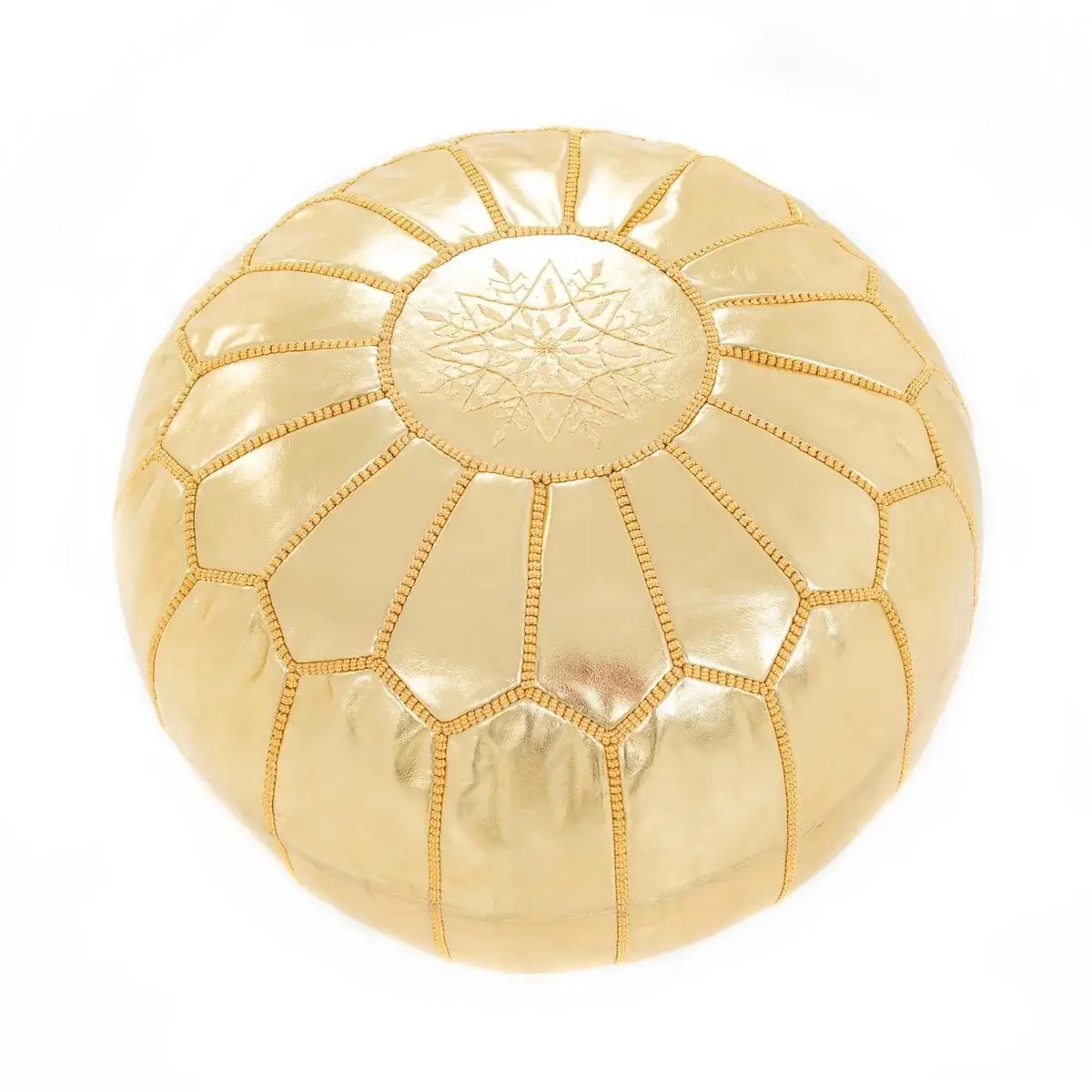 Authentic Gold Leather Pouf